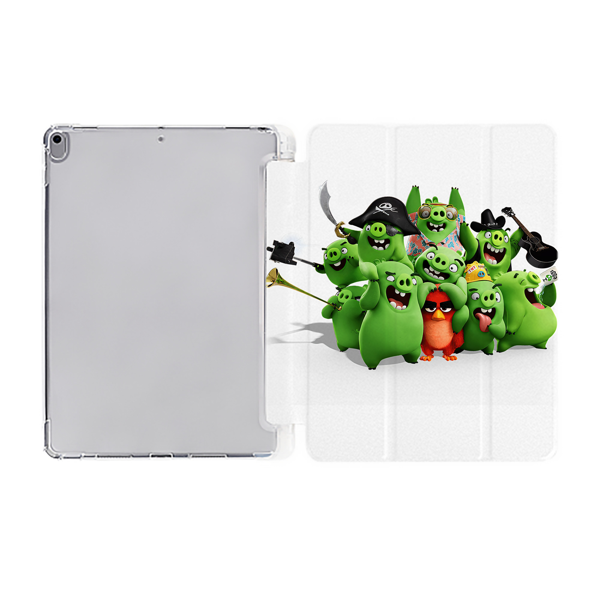 （画像用） Angry Birds アングリーバード IPad ケース ペン収納付き 三つ折りスタンド PUレザー×シリコン 対応機種9.5/10.5/10.9インチ